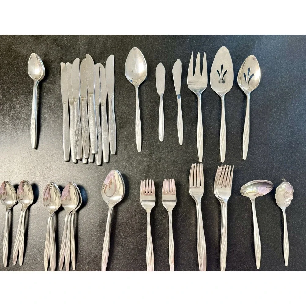 Vintage American Stainless USA Flatware Set 65 Pc MCM Serving Utensils
